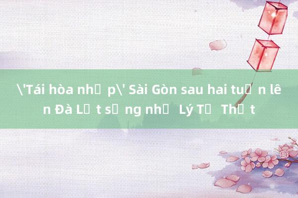 'Tái hòa nhập' Sài Gòn sau hai tuần lên Đà Lạt sống như Lý Tử Thất