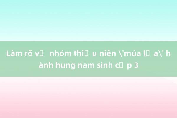 Làm rõ vụ nhóm thiếu niên 'múa lửa' hành hung nam sinh cấp 3